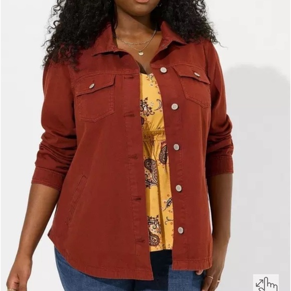 torrid Jackets & Blazers - Torrid Women's Size 00 M Fired Brick Denim Jean Shaket 100% Cotton SOLD OUT